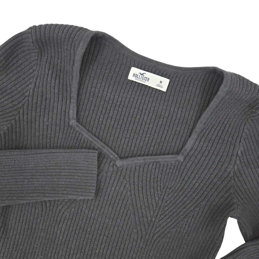 Hollister Womens MEDIUM Ribbed Sweetheart Neck Sweater Slim Fit Cropped